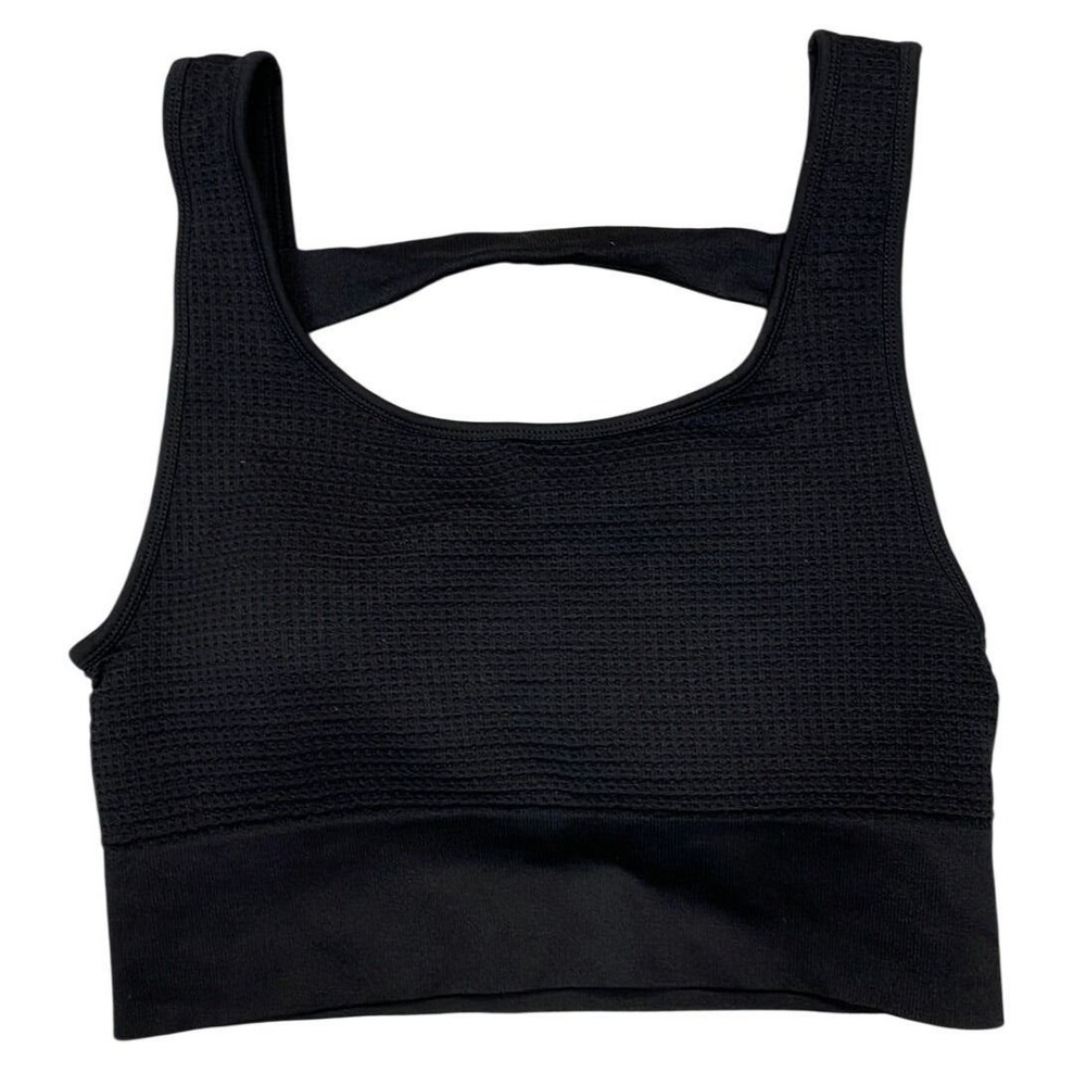 Yogalicious Sports Bra Black Textured Open Back Padded Womens XL Athleisure